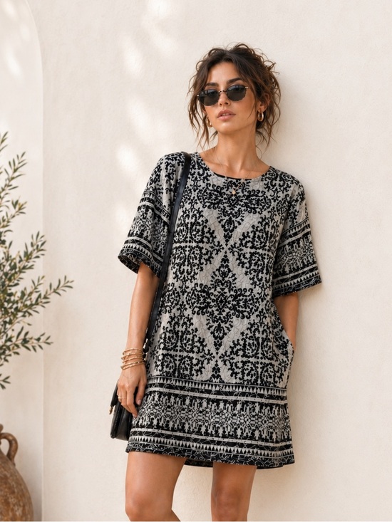 Dresses & Skirts - Damask Print Dress M Size